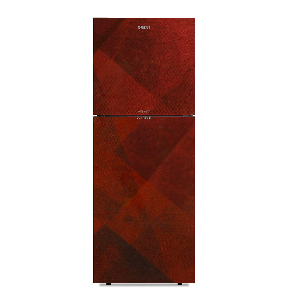 ORIENT VELVET GLASS DOOR INVERTER REFRIGERATOR Model 410I VELVET SILK RED